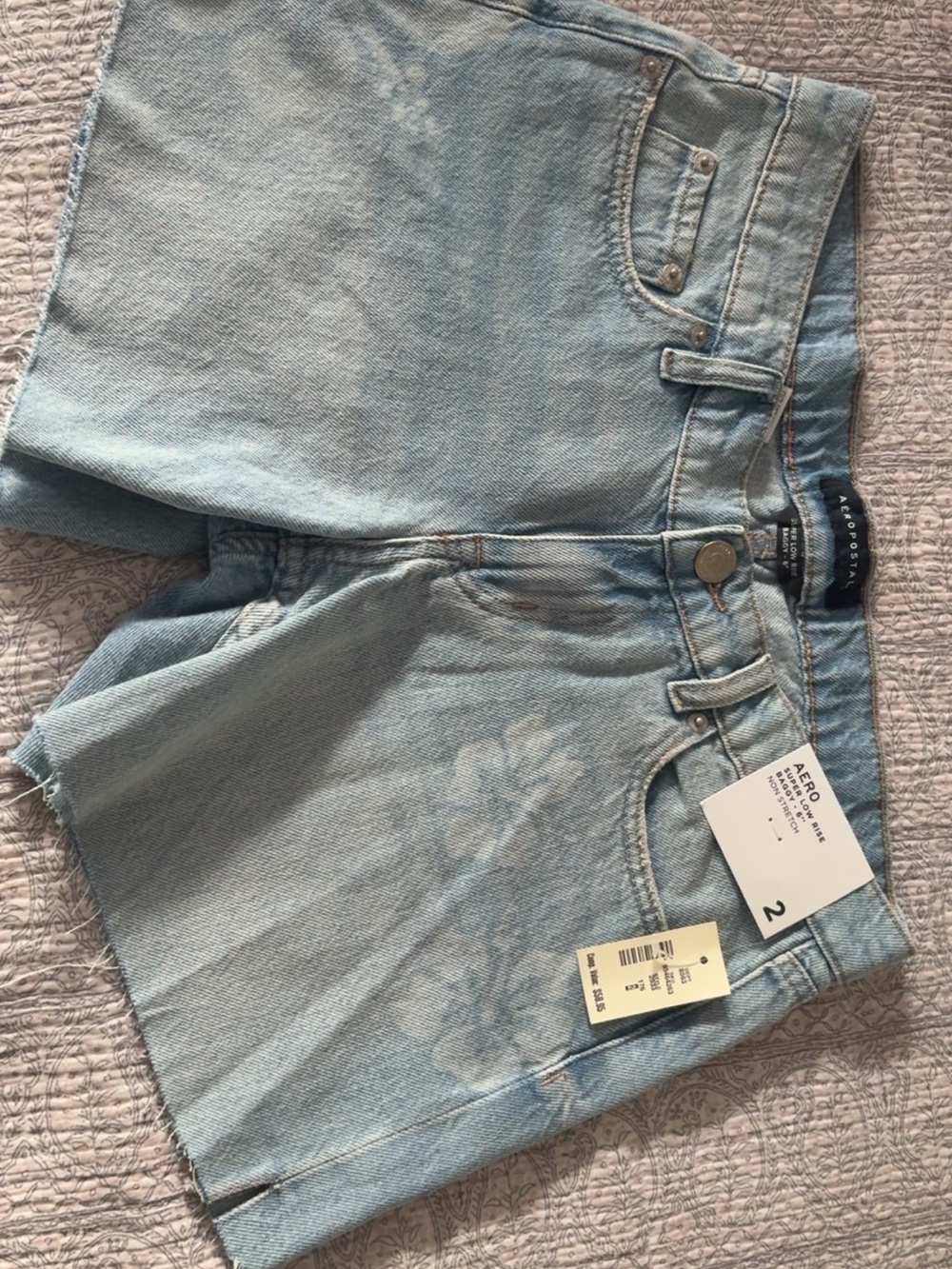 New W Tag Aeropostale Light Wash Floral Denim Shorts - Women's Low Waisted